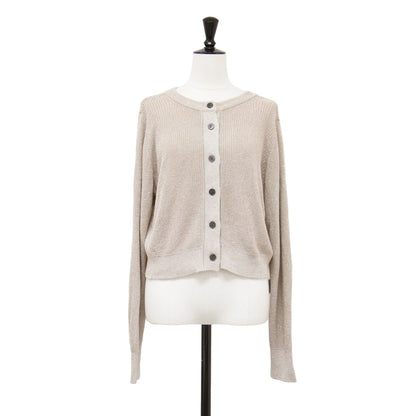 ラメ ニット ショート カーディガン / プルオーバー ニット 長袖 Vネック クルーネック 畦編み