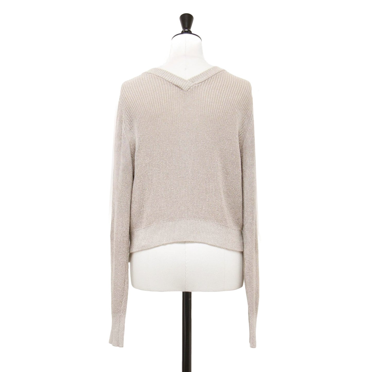 ラメ ニット ショート カーディガン / プルオーバー ニット 長袖 Vネック クルーネック 畦編み