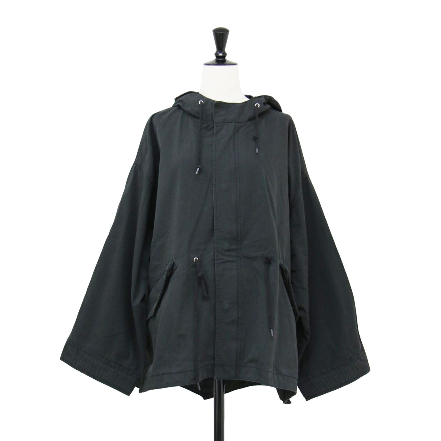 21春夏 ショート モッズコート / ブルゾン 長袖 フード付き オーバーサイズ コットン