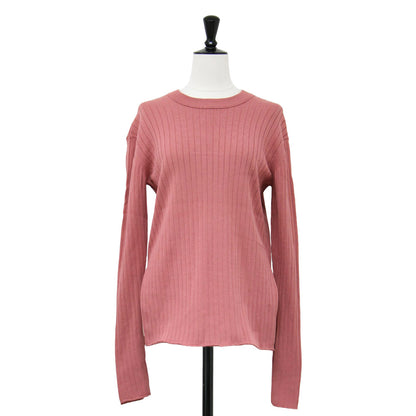 ワイドリブ 2WAY プルオーバー ニット / クルーネック 長袖 コットン ナイロン