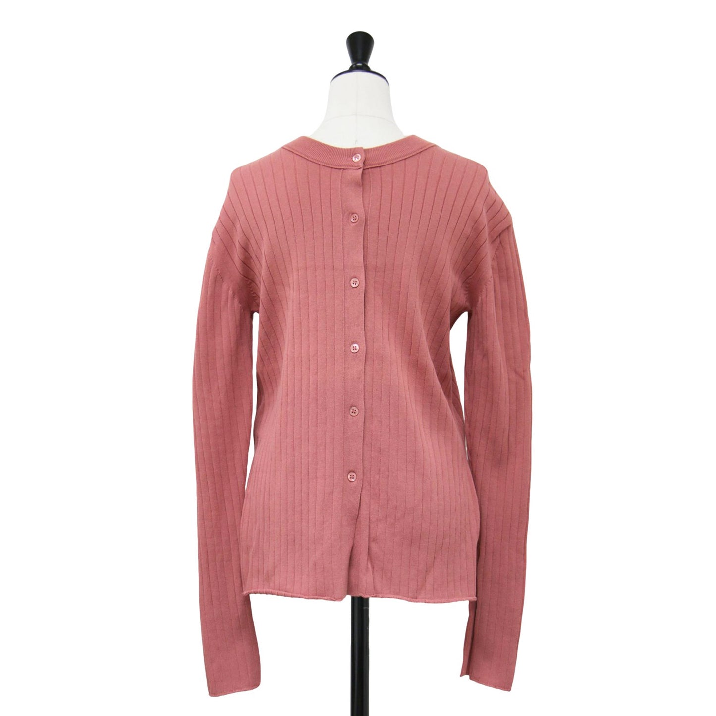 ワイドリブ 2WAY プルオーバー ニット / クルーネック 長袖 コットン ナイロン