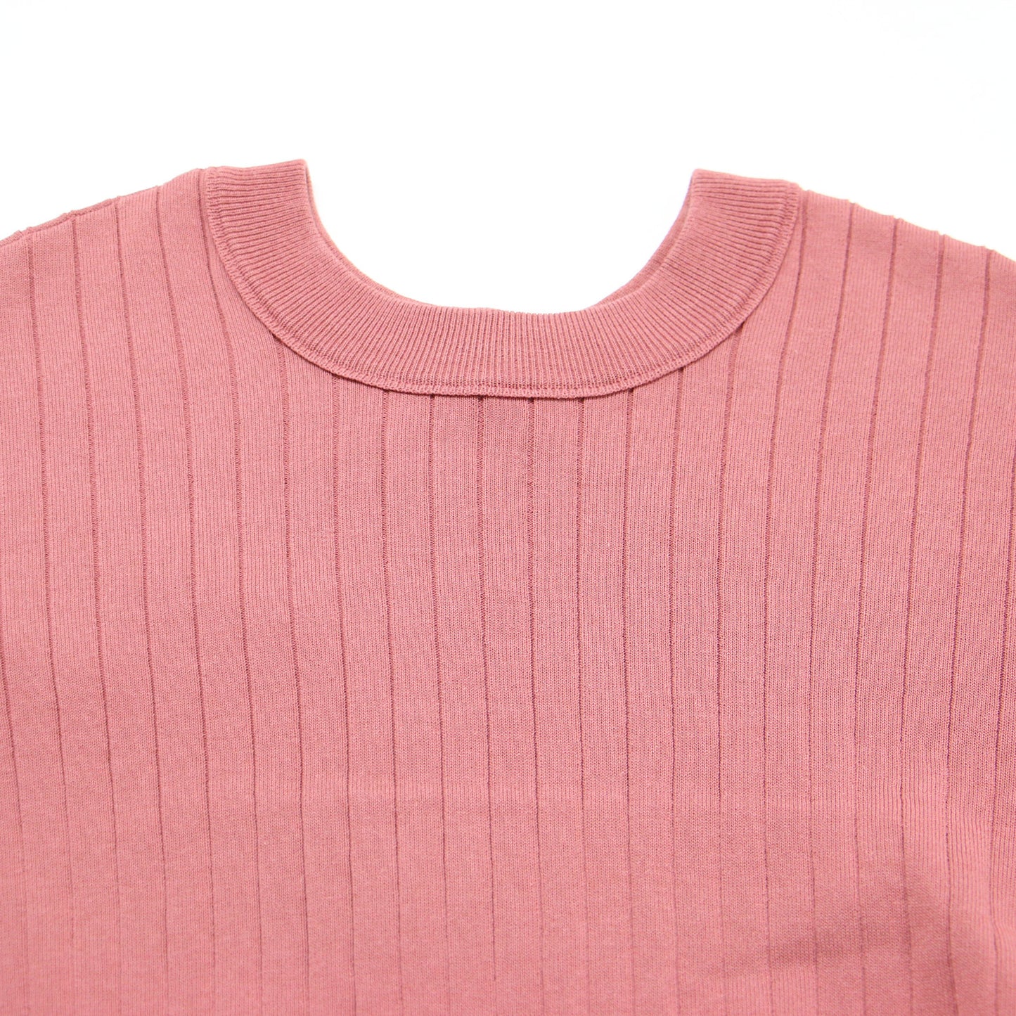 ワイドリブ 2WAY プルオーバー ニット / クルーネック 長袖 コットン ナイロン