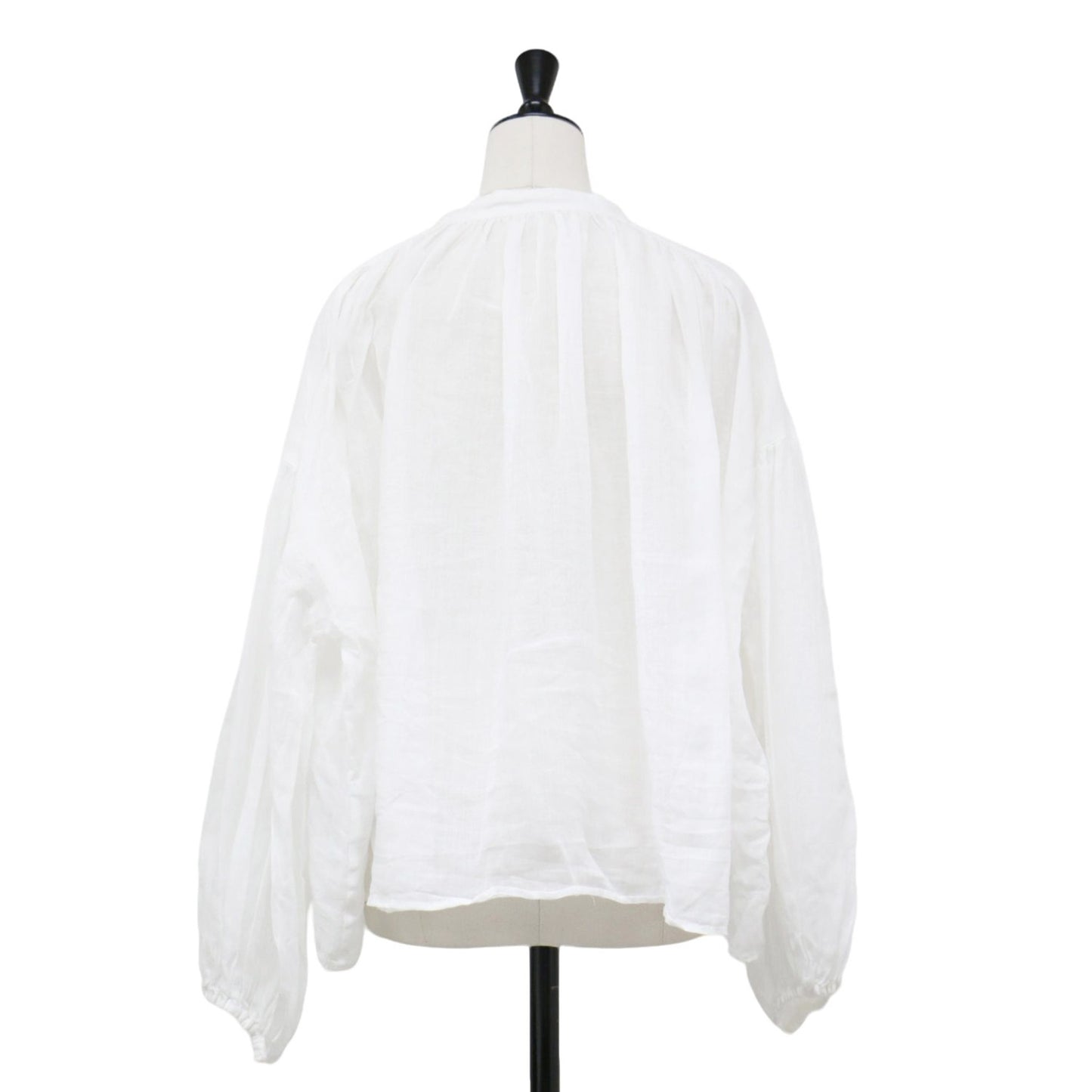 24春夏 ギャザー ブラウス / 長袖 ボリュームスリーブ シアー リネン