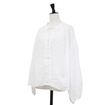 24春夏 ギャザー ブラウス / 長袖 ボリュームスリーブ シアー リネン