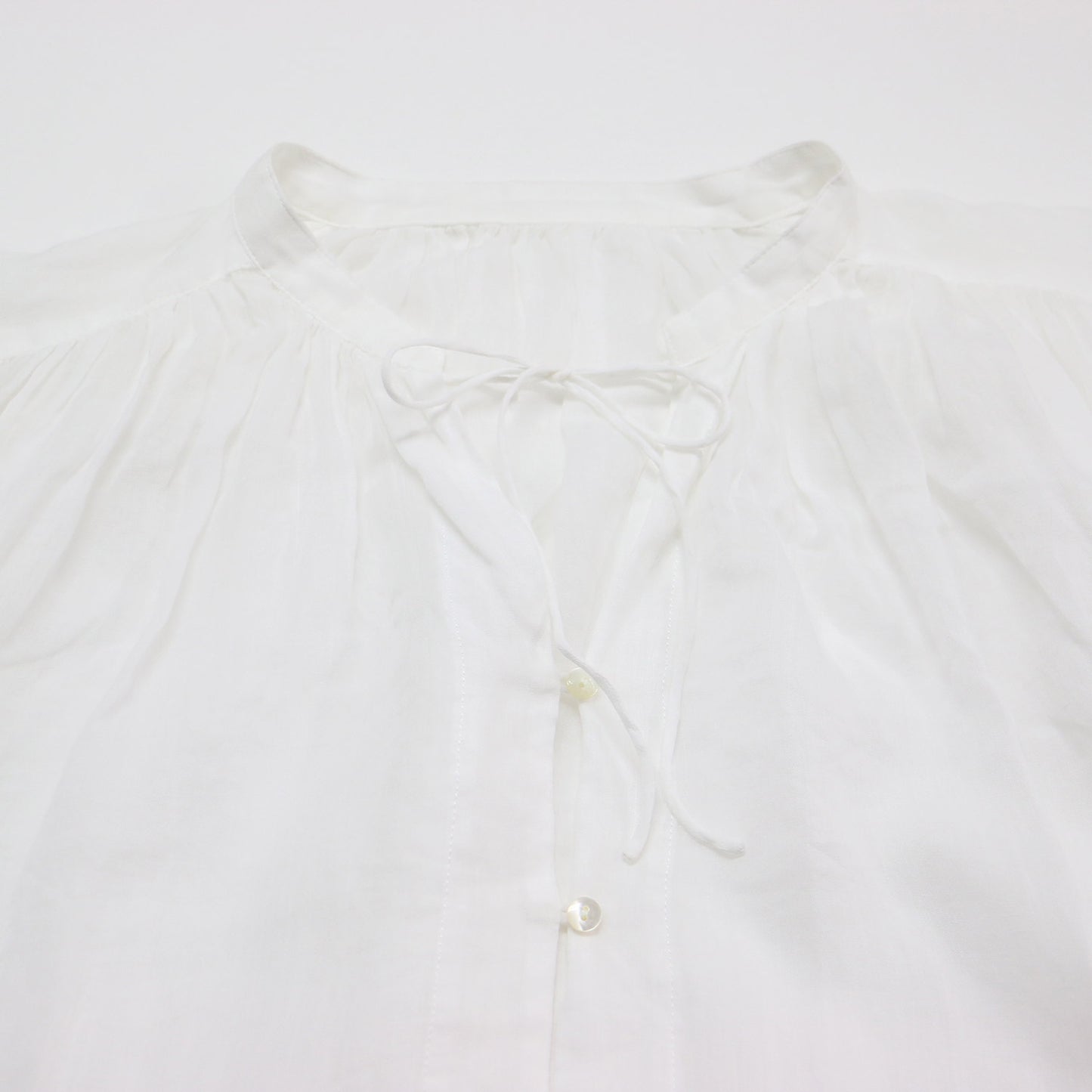 24春夏 ギャザー ブラウス / 長袖 ボリュームスリーブ シアー リネン