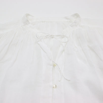 24春夏 ギャザー ブラウス / 長袖 ボリュームスリーブ シアー リネン