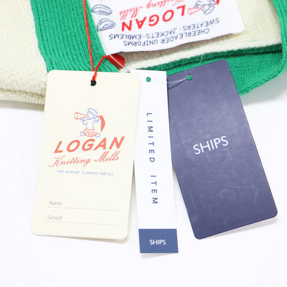 × SHIPS 別注 24秋冬 Vネック パッチ カーディガン / ニット 長袖 ワッペン 配色 オーバーサイズ