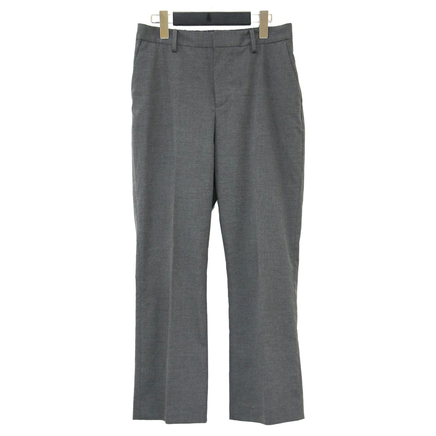 Plain スティック パンツ / セミフレア クロップド丈 ストレッチ素材 センタープレス スラックス
