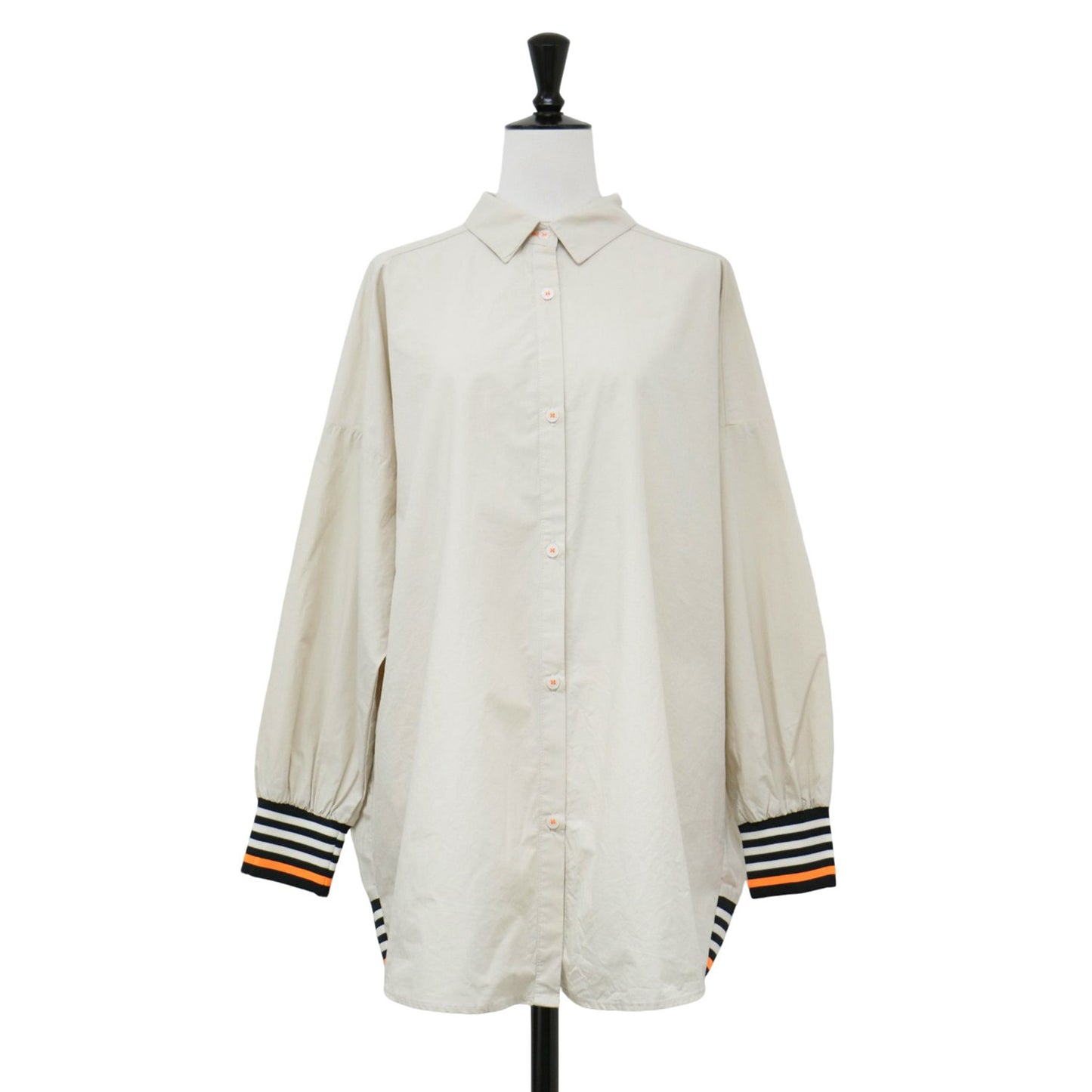 リブ ドッキング シャツ / レギュラーカラー 長袖 オーバーサイズ コットン