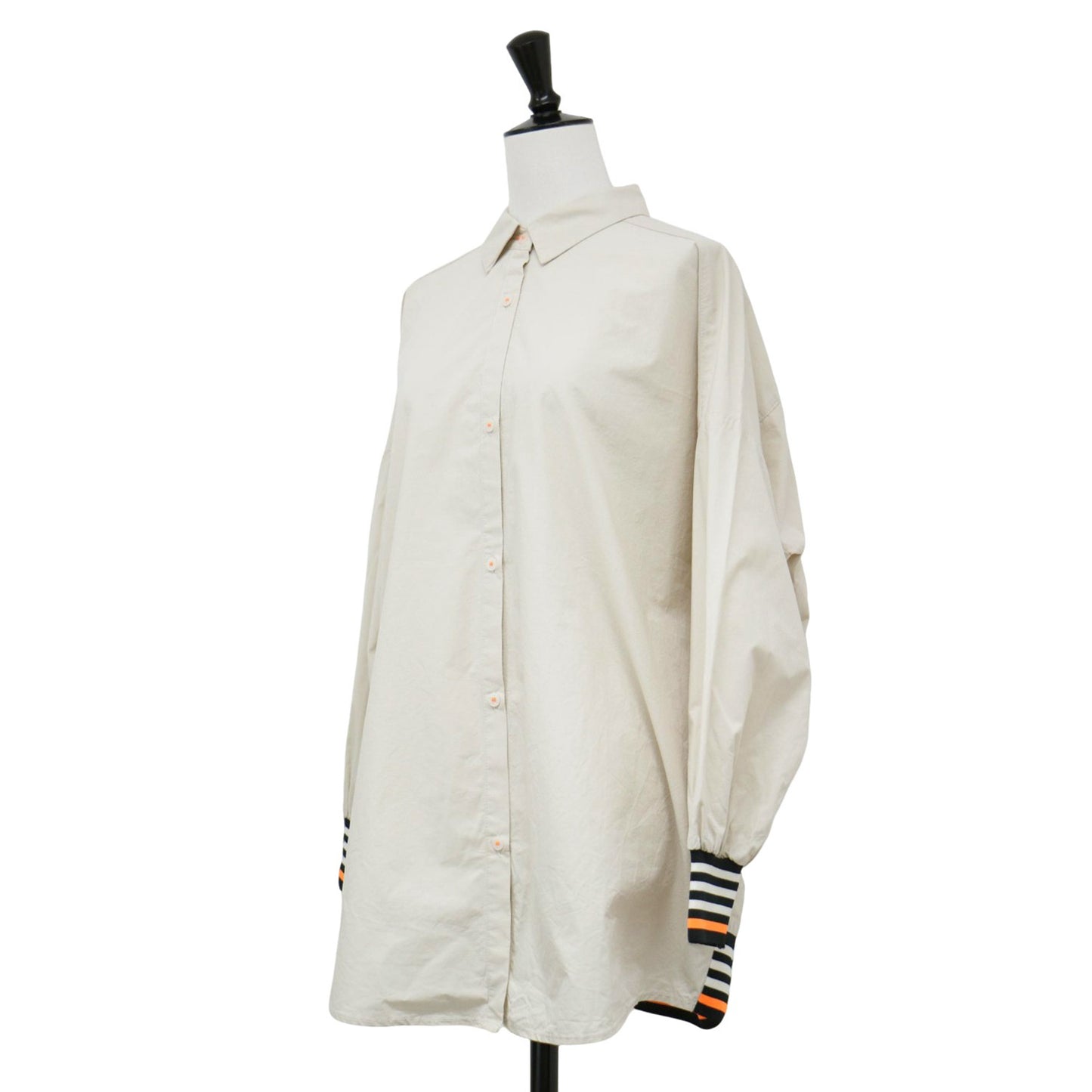 リブ ドッキング シャツ / レギュラーカラー 長袖 オーバーサイズ コットン