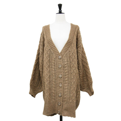 ケーブル編み ロング カーディガン / ニット Vネック 長袖 オーバーサイズ