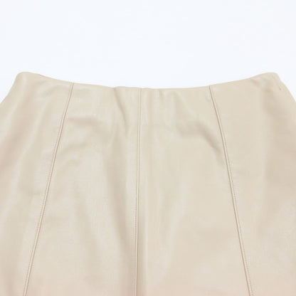 フェイクレザー バック付き スカート / Aライン ミディ丈 スリット ストレッチ