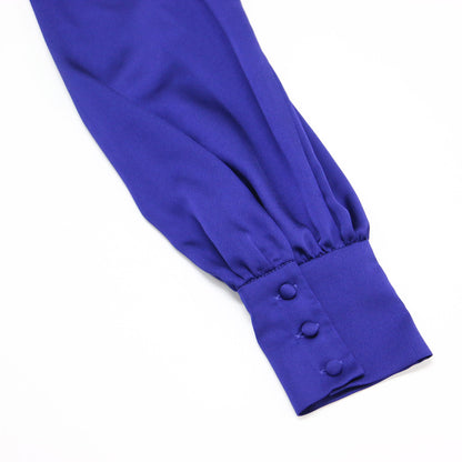 サテン ボウタイ ブラウス / シャツ ハイネック 長袖  ギャザー