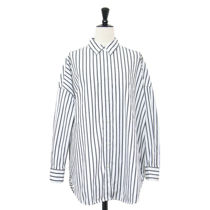 ストライプ柄 コットン 長袖 シャツ / レギュラーカラー オーバーサイズ