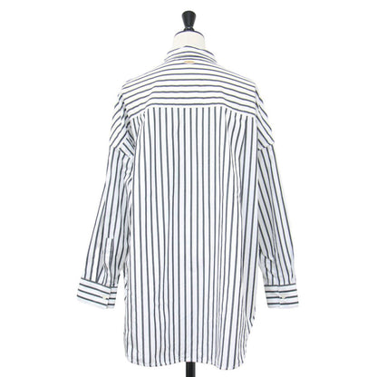 ストライプ柄 コットン 長袖 シャツ / レギュラーカラー オーバーサイズ