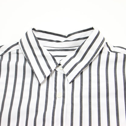 ストライプ柄 コットン 長袖 シャツ / レギュラーカラー オーバーサイズ