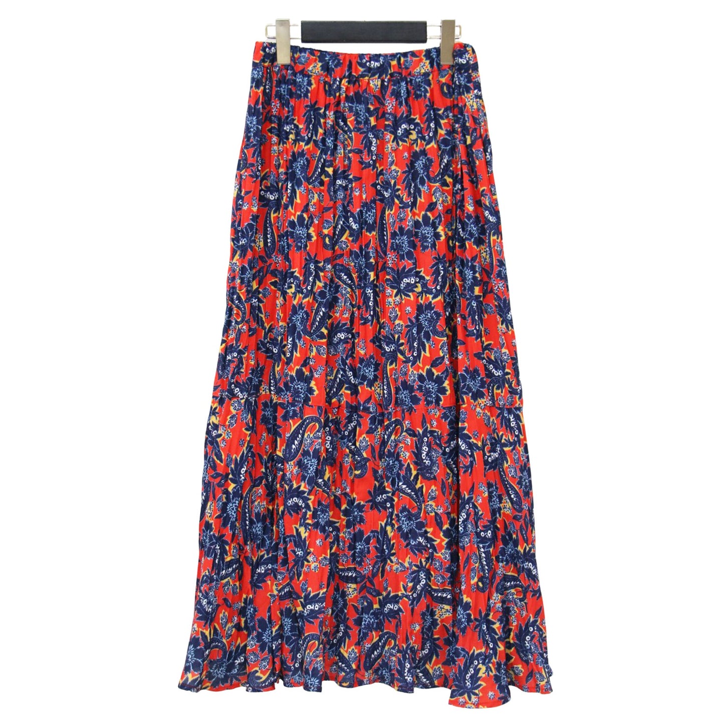 ワッシャー プリーツ フレアス カート / ペイズリー柄 ロング マキシ