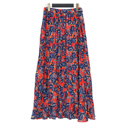 ワッシャー プリーツ フレアス カート / ペイズリー柄 ロング マキシ