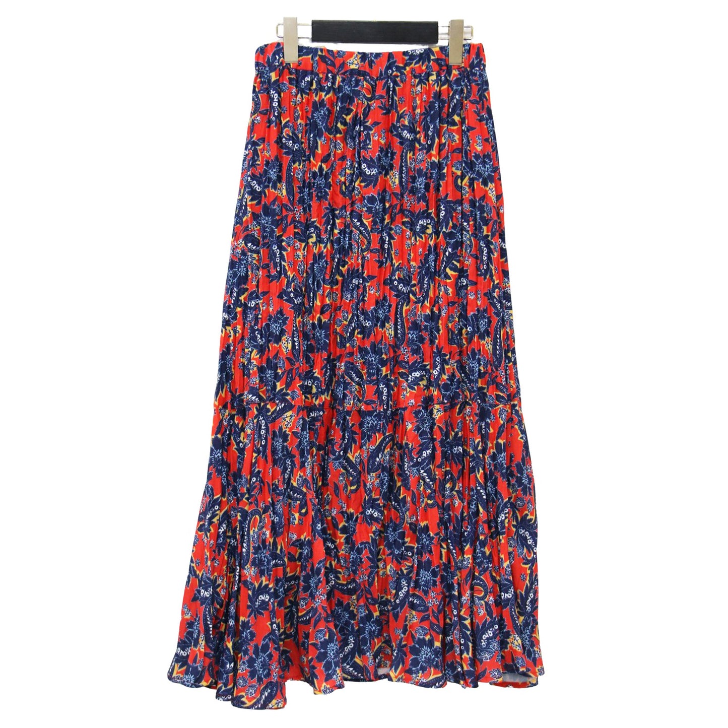 ワッシャー プリーツ フレアス カート / ペイズリー柄 ロング マキシ