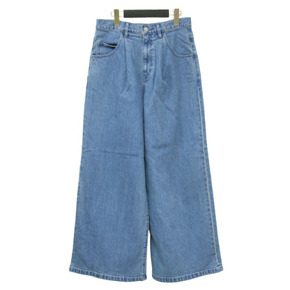 タック ワイド デニム パンツ / ハイウエスト バギー コットン