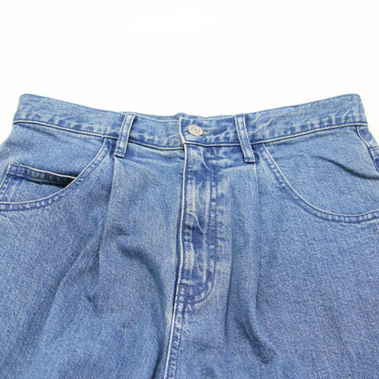 タック ワイド デニム パンツ / ハイウエスト バギー コットン