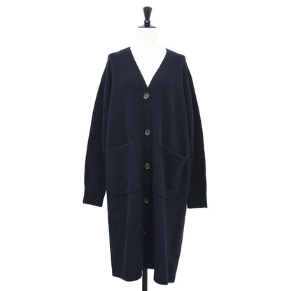 22秋冬 ウール カシミヤ ロング カーディガン / ニット Vネック 長袖 ポケット ミドルゲージ