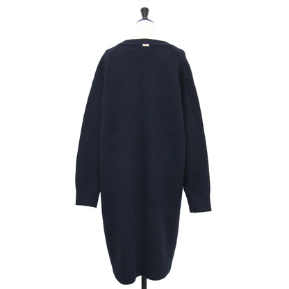 22秋冬 ウール カシミヤ ロング カーディガン / ニット Vネック 長袖 ポケット ミドルゲージ