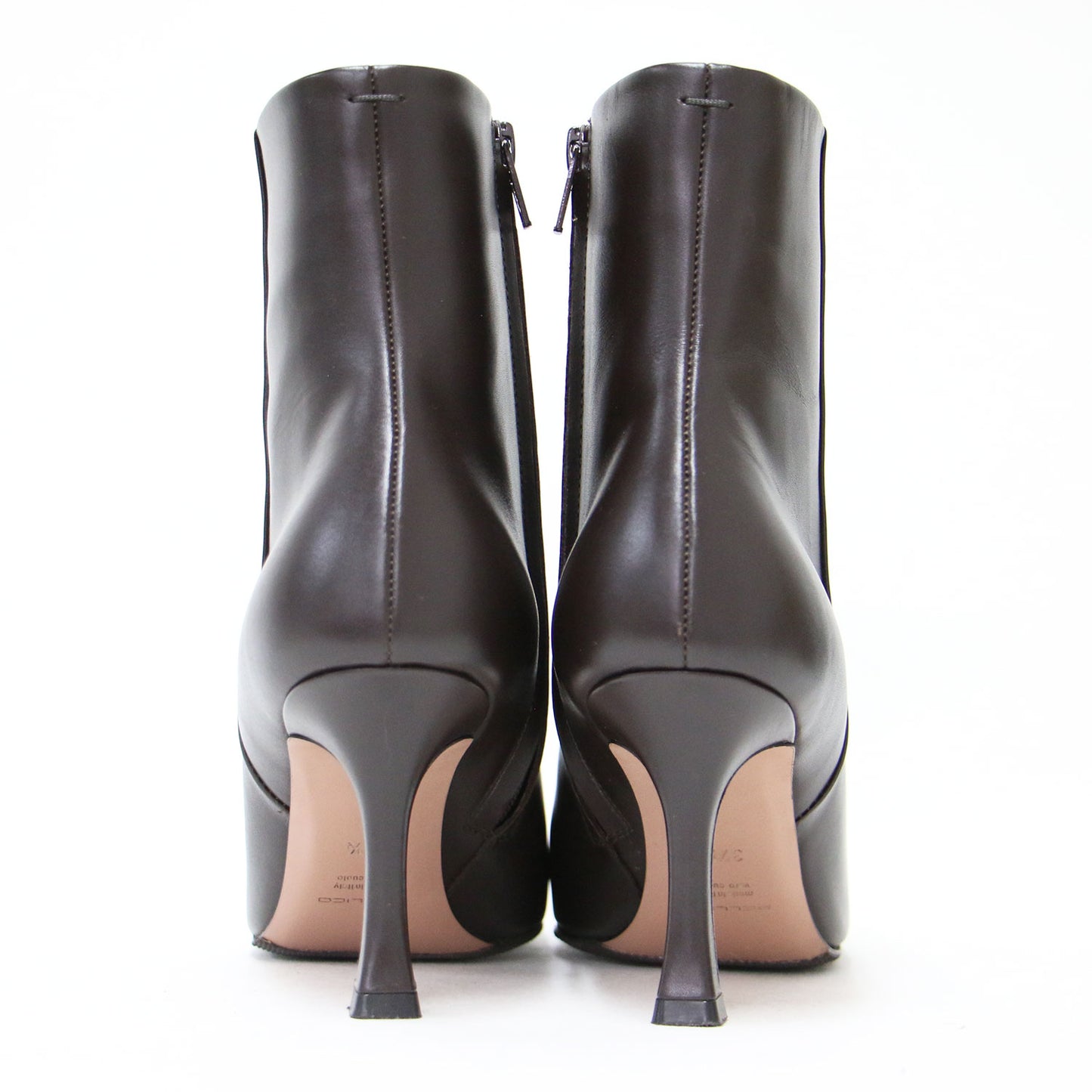 オブリークトゥ ヒール ショートブーツ / FRONTE ピンヒール レザー