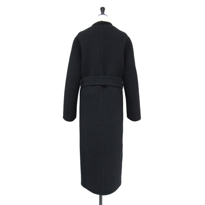 23秋冬 ウール カシミヤ Vカラー ベルテッド コート / ロング Vネック ベルト付き