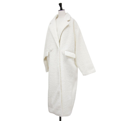 ビックカラー オーバーサイズ ブークレ ロング コート / ダブル テーラードカラー ボア