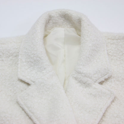 ビックカラー オーバーサイズ ブークレ ロング コート / ダブル テーラードカラー ボア