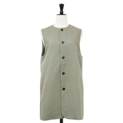 ウール カシミヤ クルーネック ベスト / ジレ ノーカラー Iライン