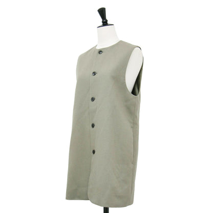 ウール カシミヤ クルーネック ベスト / ジレ ノーカラー Iライン