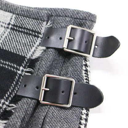 ウール パッチワーク キルト スカート / ミディ丈 ラップ プリーツ Aライン チェック