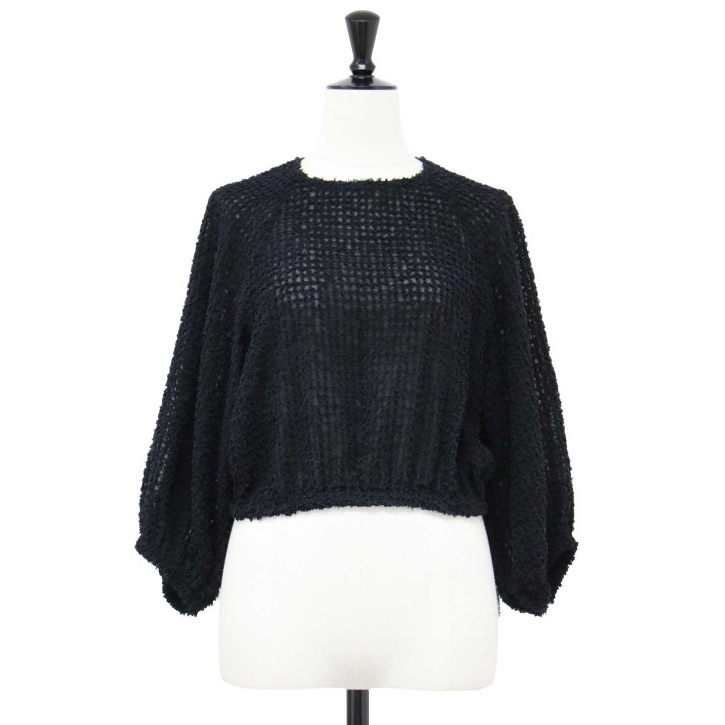 ジャガード ボリュームスリーブ ブラウス / 長袖 クロップド丈