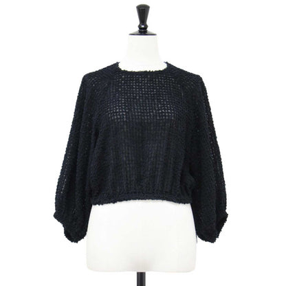 ジャガード ボリュームスリーブ ブラウス / 長袖 クロップド丈