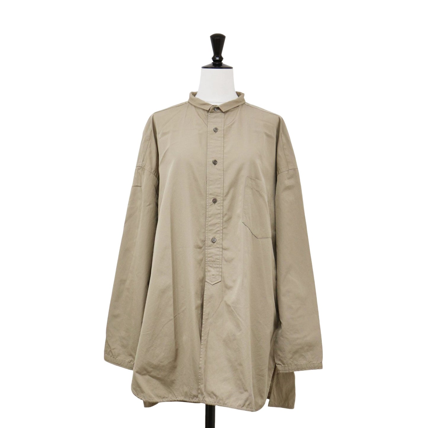 スタンドカラー シャツ / ブラウス 長袖 サイドスリット コットン