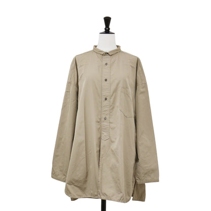 スタンドカラー シャツ / ブラウス 長袖 サイドスリット コットン