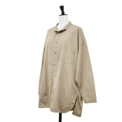 スタンドカラー シャツ / ブラウス 長袖 サイドスリット コットン