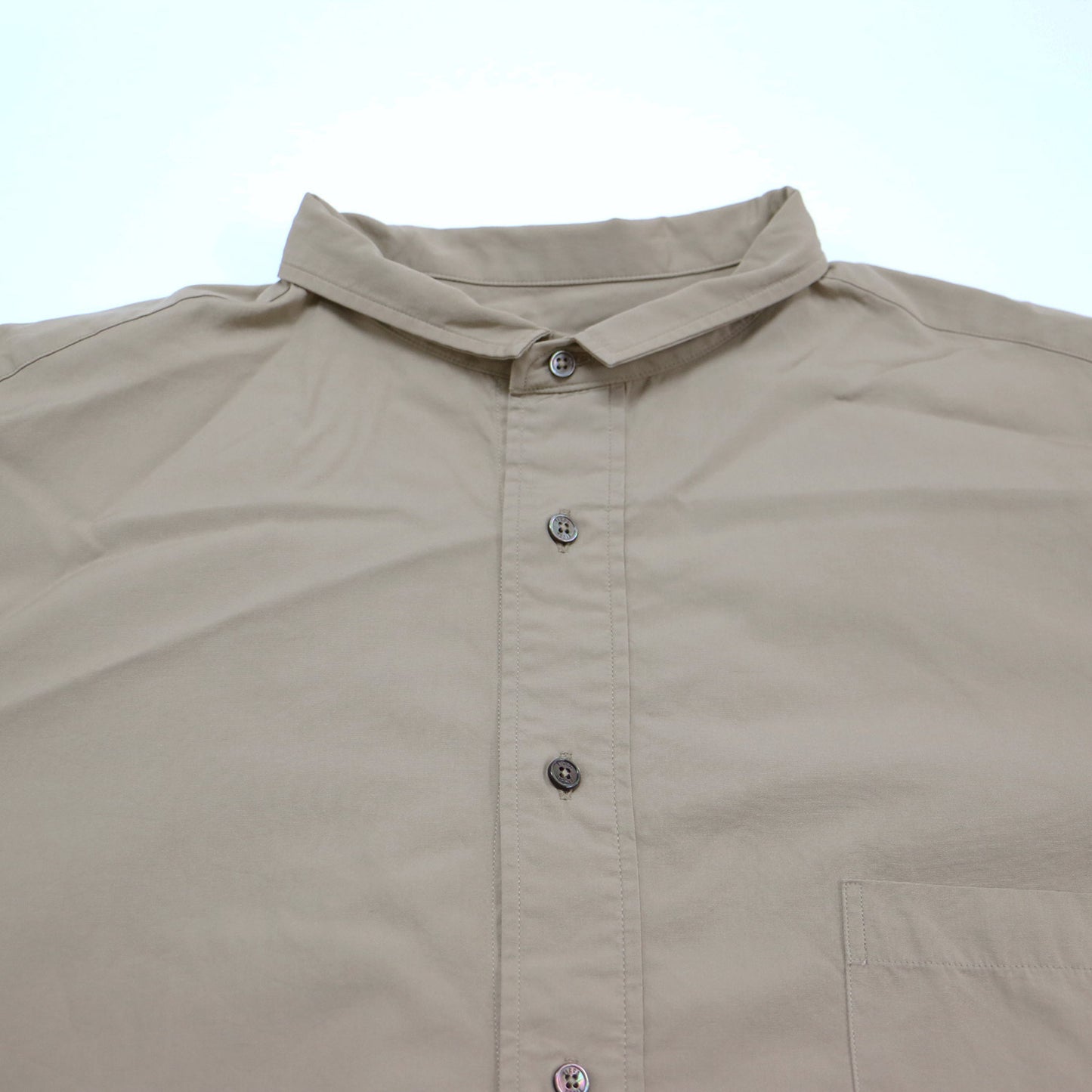 スタンドカラー シャツ / ブラウス 長袖 サイドスリット コットン