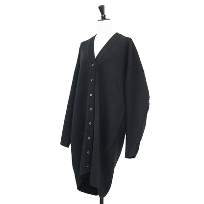 22秋冬 ウール ロング カーディガン / ニット 長袖 Vネック ボリュームスリーブ フリンジ オーバーサイズ