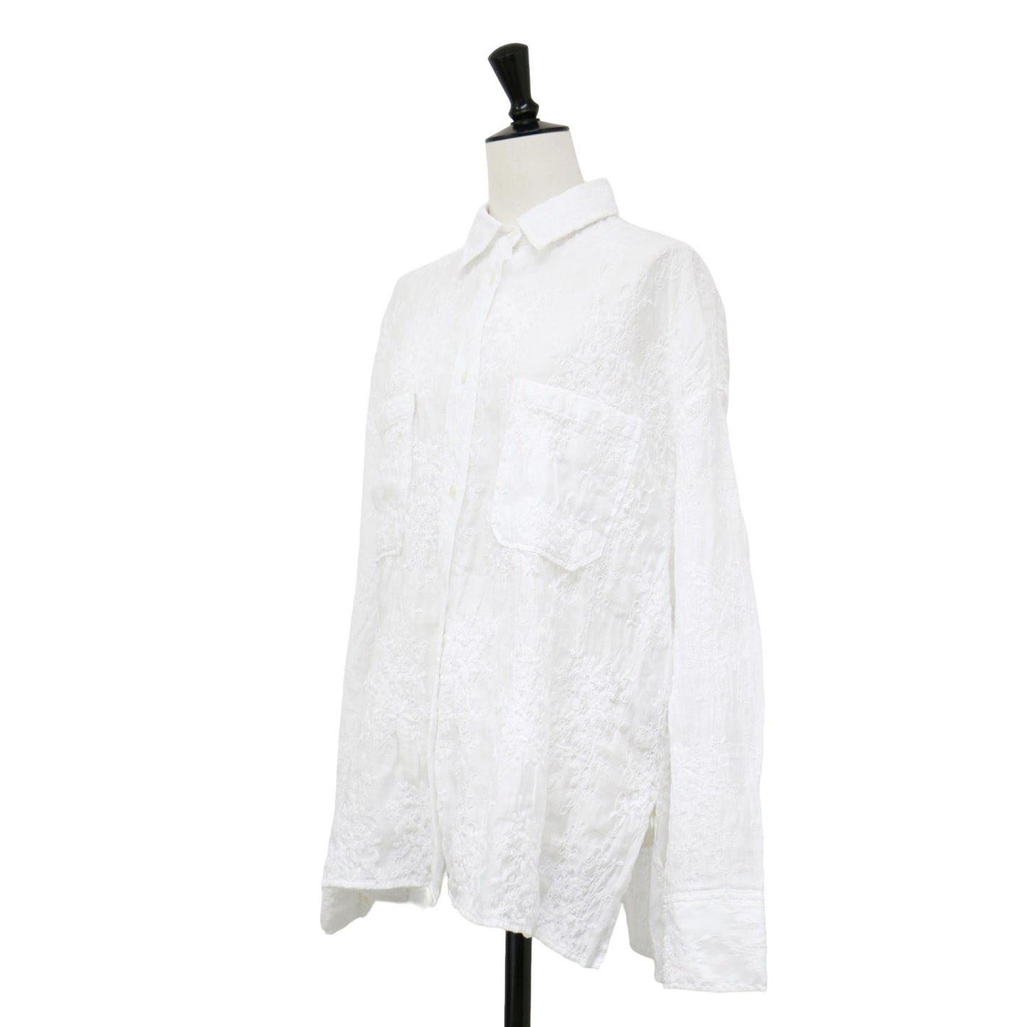 24春夏 シアー エンブロイダリー シャツ / ブラウス 長袖 刺繍 総柄 花柄