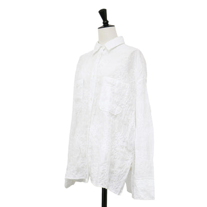 24春夏 シアー エンブロイダリー シャツ / ブラウス 長袖 刺繍 総柄 花柄