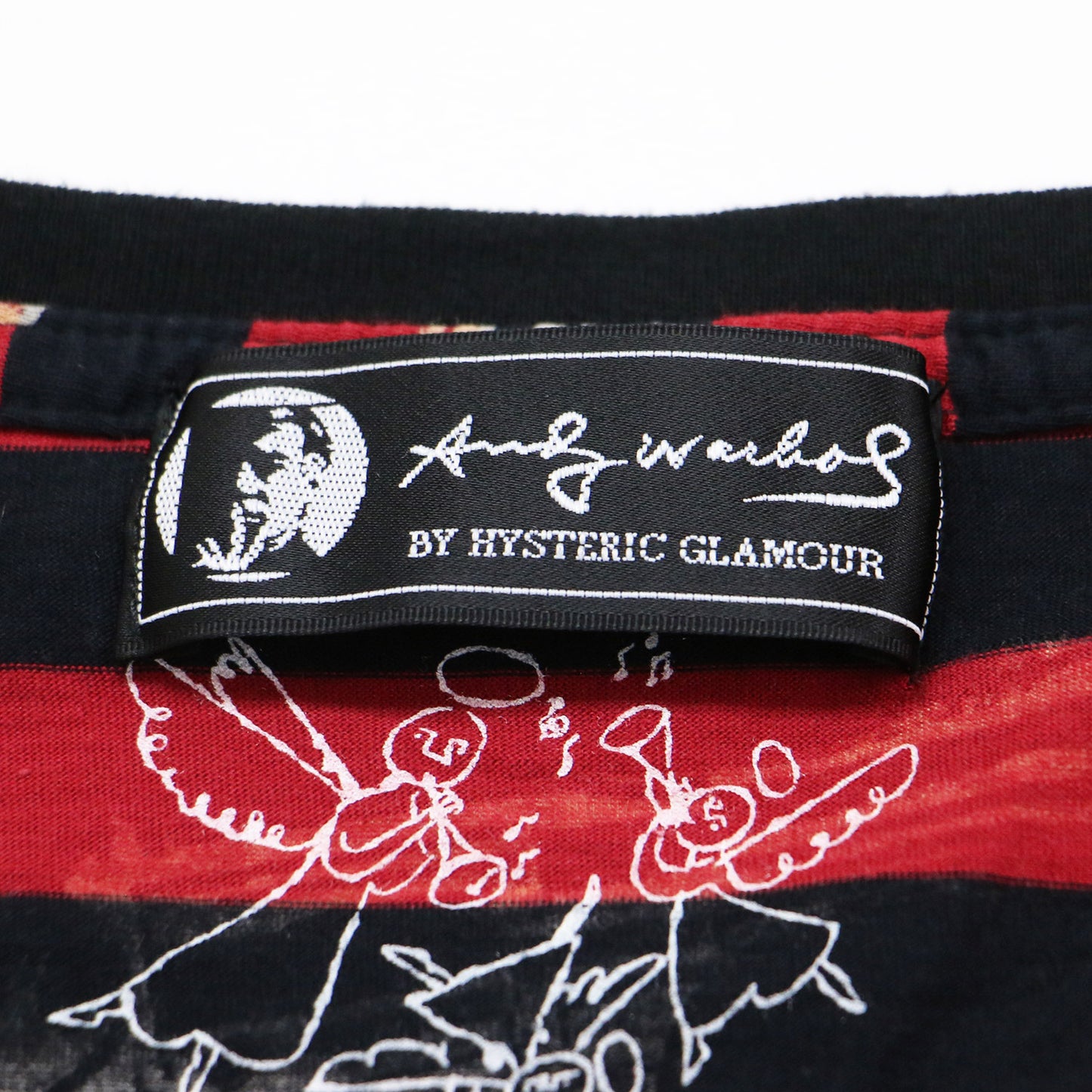 × Andy Warhol ボーダー柄 ピストルプリント 半袖 Tシャツ / クルーネック カットソー ワイド コットン 総柄 アンディウォーホル
