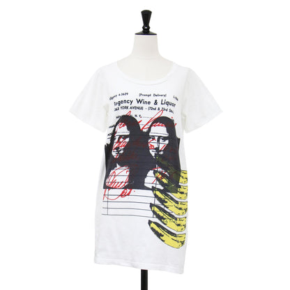 × Andy Warhol モナリザ バナナ プリント 半袖 Tシャツ / コットン クルーネック カットソー チュニック丈 アンディウォーホル