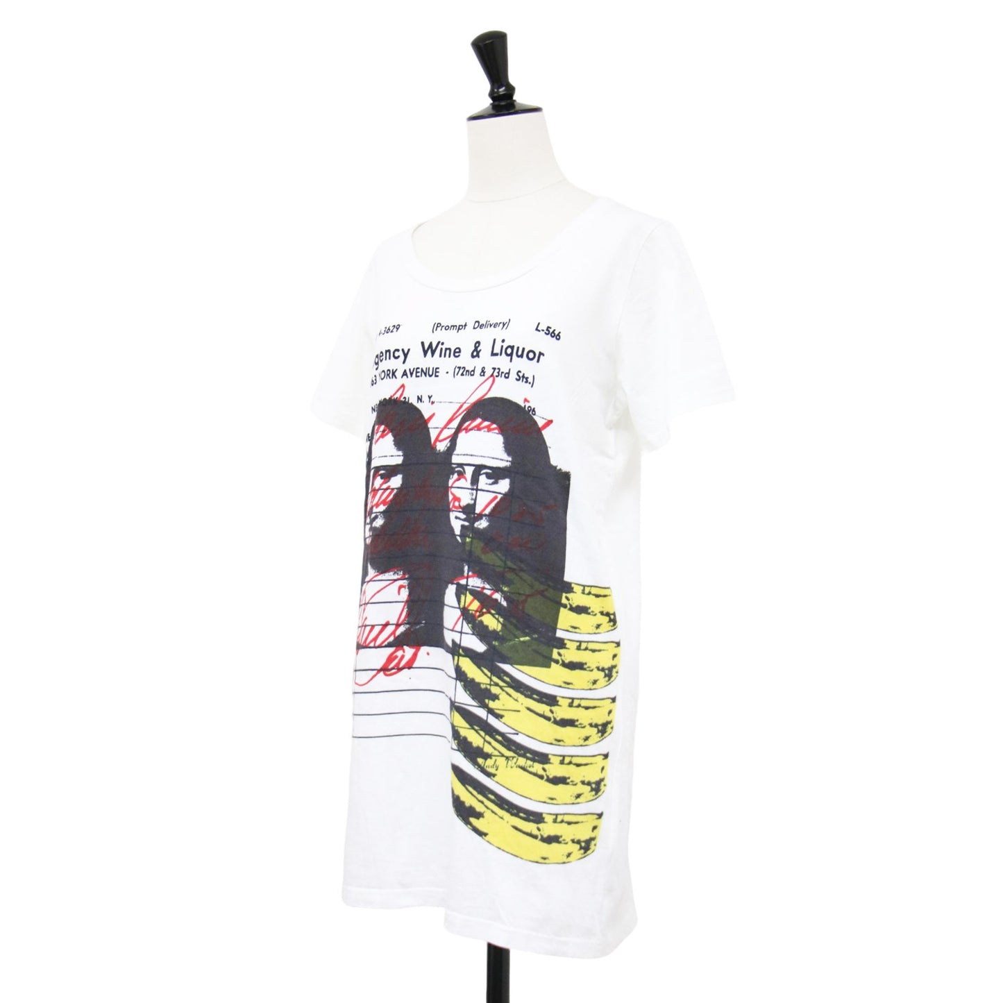 × Andy Warhol モナリザ バナナ プリント 半袖 Tシャツ / コットン クルーネック カットソー チュニック丈 アンディウォーホル