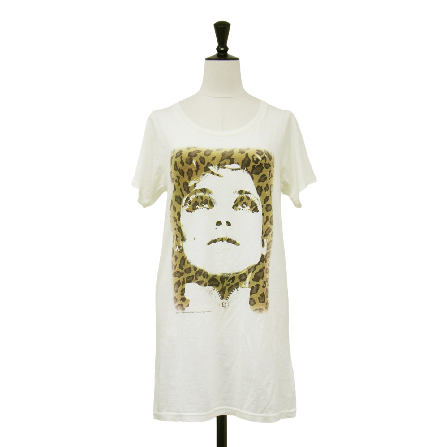 × Andy Warhol レオパード柄 ガール プリント 半袖 Tシャツ / コットン クルーネック カットソー チュニック丈 アンディウォーホル