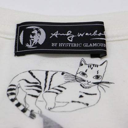 × Andy Warhol レオパード柄 ガール プリント 半袖 Tシャツ / コットン クルーネック カットソー チュニック丈 アンディウォーホル