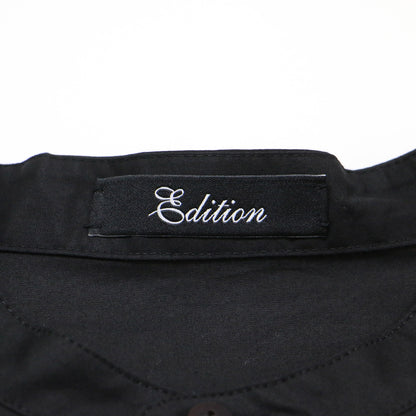 24春夏 ピンタック バルーンスリーブ シャツ / ブラウス 半袖 スタンドカラー ボリュームスリーブ コットン