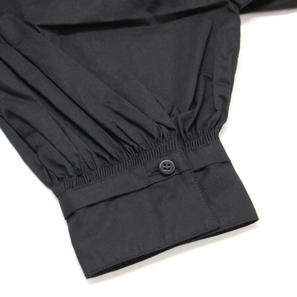 24春夏 ピンタック バルーンスリーブ シャツ / ブラウス 半袖 スタンドカラー ボリュームスリーブ コットン